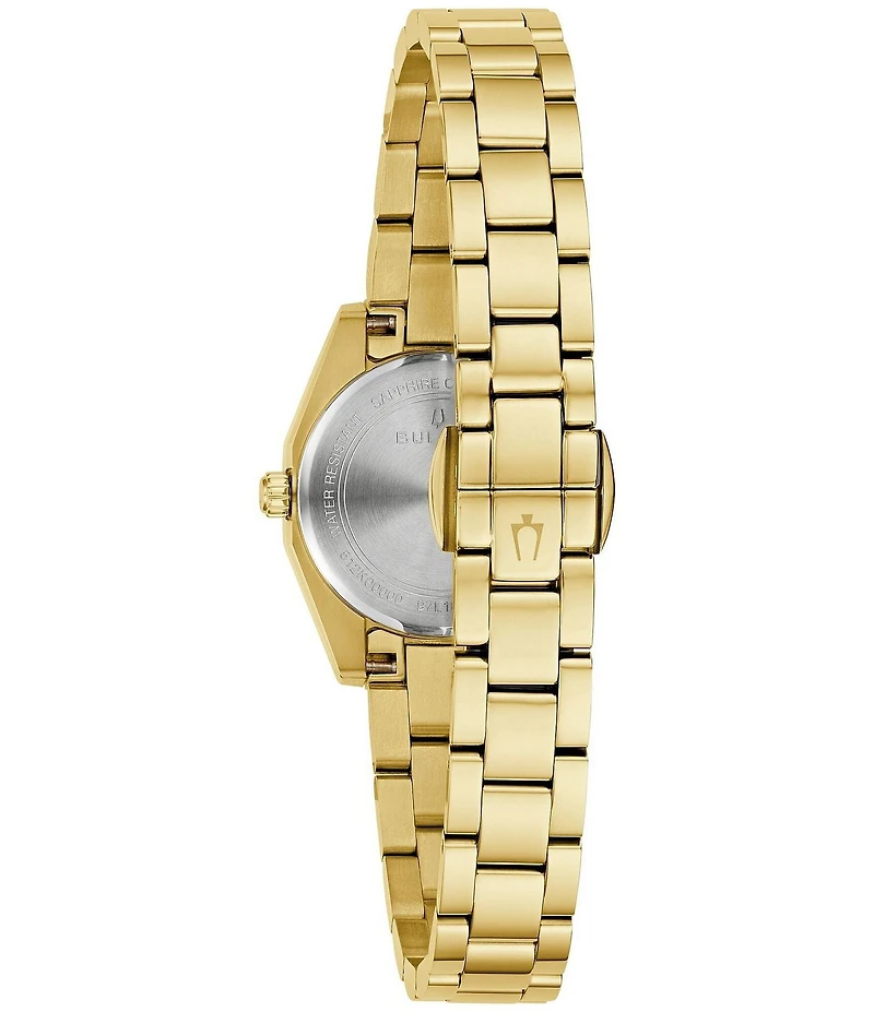 Bulova Women's Surveyor Three Hand Gold Tone Stainless Steel Bracelet Watch