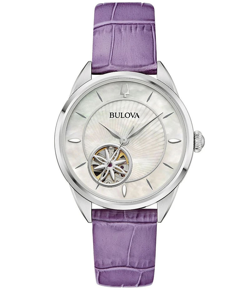 Bulova Women's Sutton Automatic Purple Leather Strap Watch