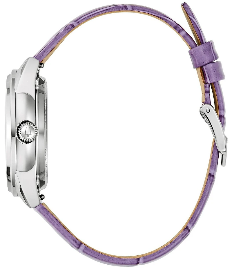 Bulova Women's Sutton Automatic Purple Leather Strap Watch