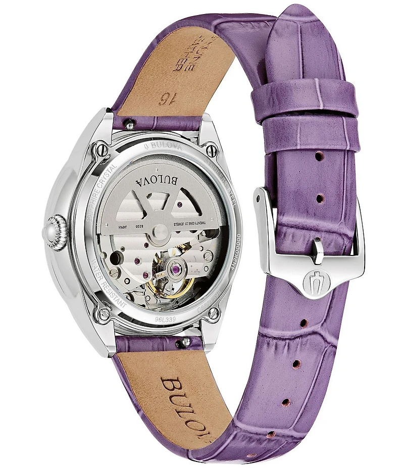 Bulova Women's Sutton Automatic Purple Leather Strap Watch