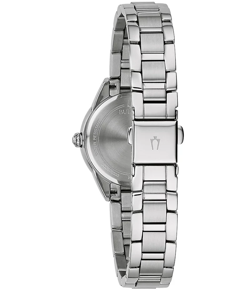 Bulova Women's Sutton Quartz Analog Diamond Accents Stainless Steel Pink Dial Bracelet Watch