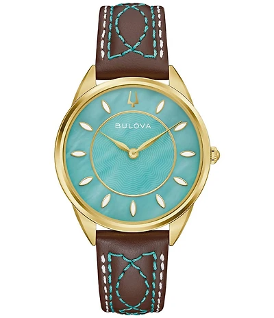 Bulova Women's Sutton Western Two Hand Leather Strap Watch