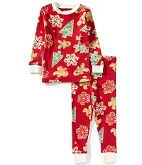 Burt's Bees Baby Boys Christmas Gingerbread Man/Mixed-Media Printed Pajama T-Shirt & Matching Pajama Pants Set