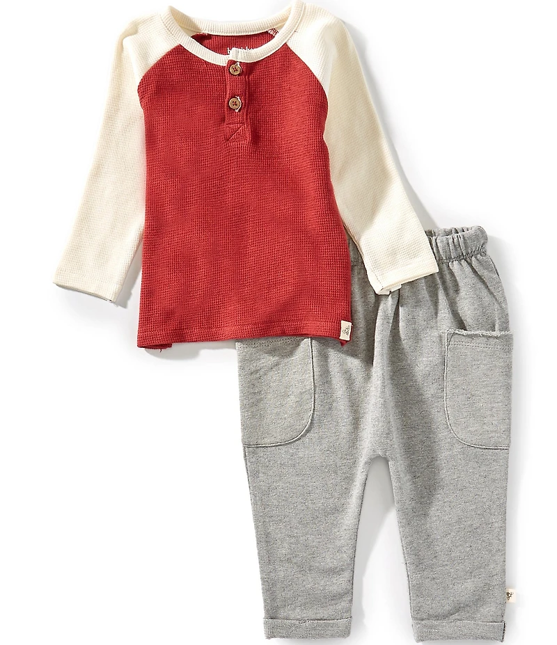 Burt's Bees Baby Boys Long-Sleeve Thermal T-Shirt & French Terry Jogger Pants Set