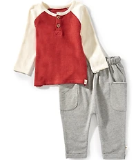 Burt's Bees Baby Boys Long-Sleeve Thermal T-Shirt & French Terry Jogger Pants Set