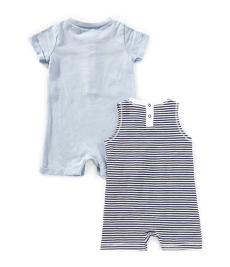 Burt's Bees Baby Boys Classic Stripe & Solid Romper 2-Piece Set