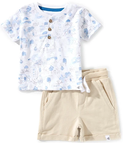 Burt's Bees Baby Boys Short-Sleeve Printed T-Shirt & Solid Shorts Set