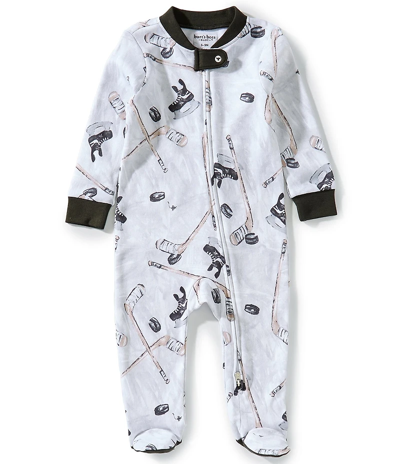 Burt's Bees Baby Boys Organic Cotton Hockey Season Footed Sleep & Play