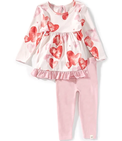 Burt's Bees Baby Girls Organic Cotton Long Sleeve I Heart You Top & Legging Tunic 2-Piece Set