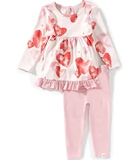 Burt's Bees Baby Girls Organic Cotton Long Sleeve I Heart You Top & Legging Tunic 2-Piece Set