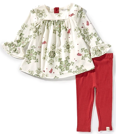 Burt's Bees Baby Girls Long-Sleeve Holiday Snowflake Tunic Top & Solid Leggings Set