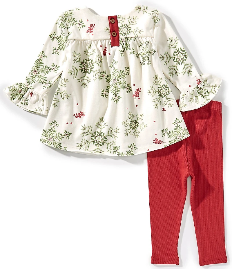 Burt's Bees Baby Girls Long-Sleeve Holiday Snowflake Tunic Top & Solid Leggings Set