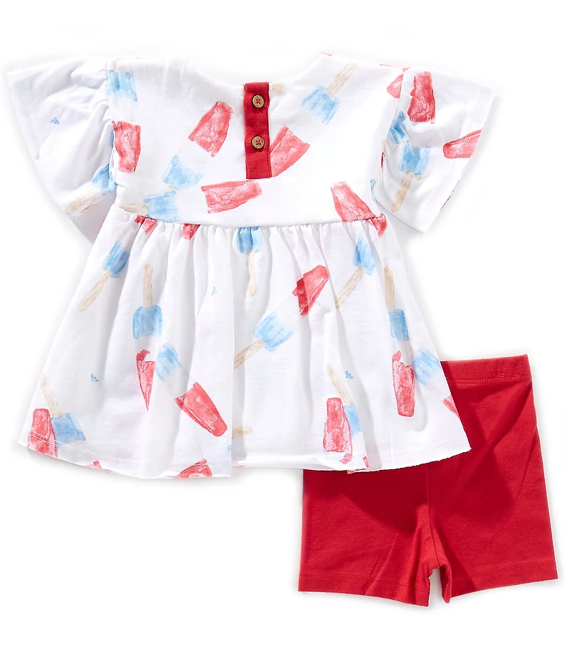 Burt's Bees Baby Girls Bell Sleeves Rocket Pop Top & Short Set