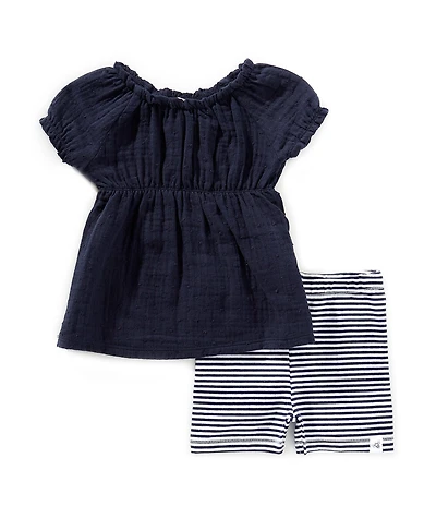 Burt's Bees Baby Girls Short Sleeve Dotted Muslin Top & Legging Set