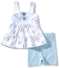 Burt's Bees Baby Girls Sleeveless Coral-Printed Tunic Top & Coordinating Shorts Set