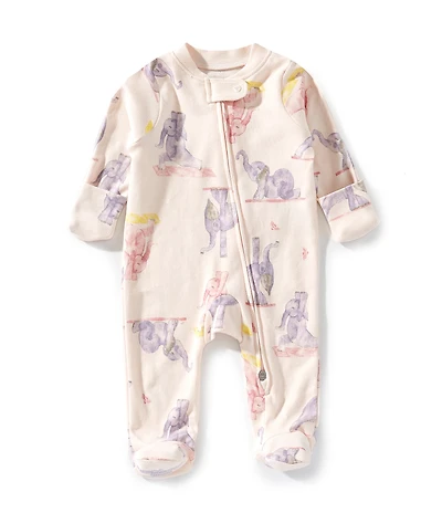 Burt's Bees Baby Girls Long Sleeves Yogi Elephants Sleep & Play Footie