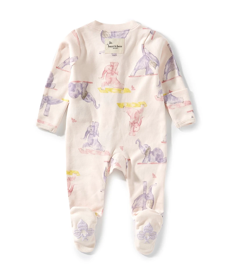 Burt's Bees Baby Girls Long Sleeves Yogi Elephants Sleep & Play Footie