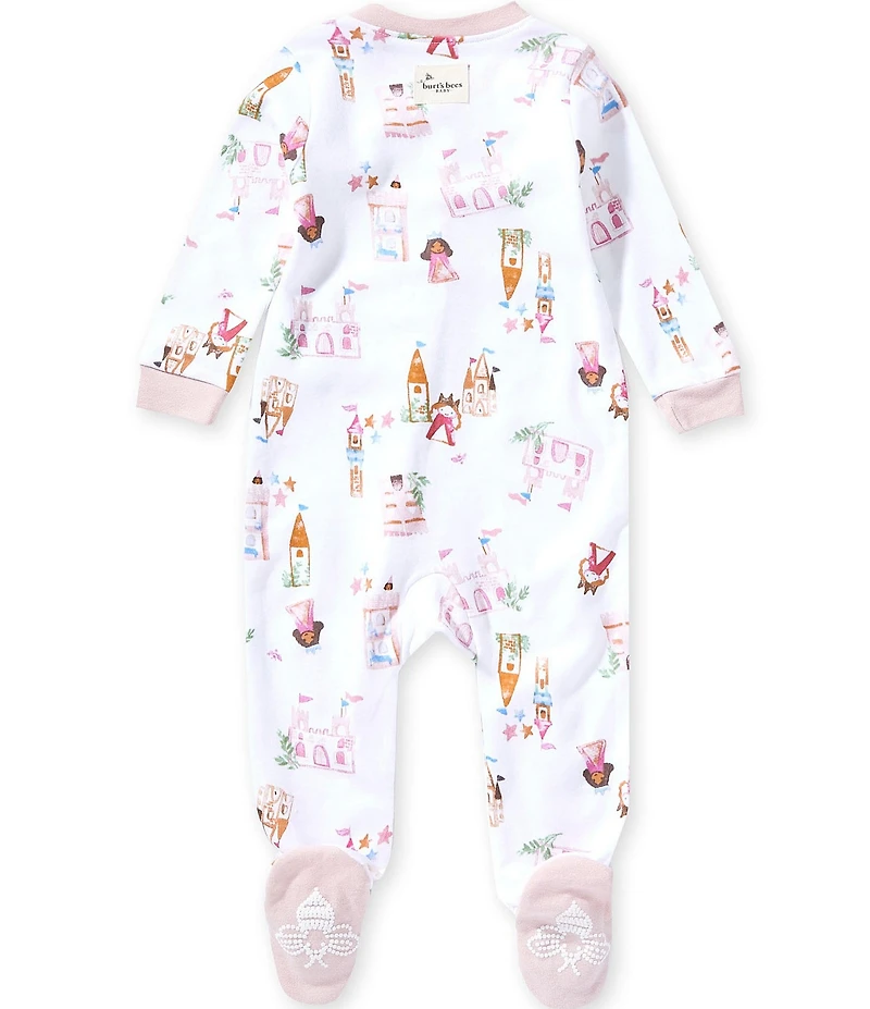 Burt's Bees Baby Girls Organic Cotton Fairytale Motif Print Footed Coverall