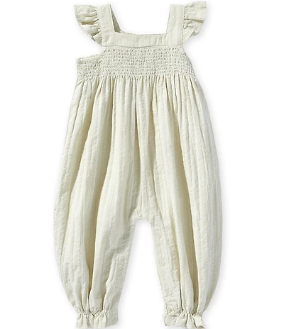 Burt's Bees Baby Girls Flutter Sleeve Organic Cotton Smocked Romper
