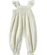 Burt's Bees Baby Girls Flutter Sleeve Organic Cotton Smocked Romper