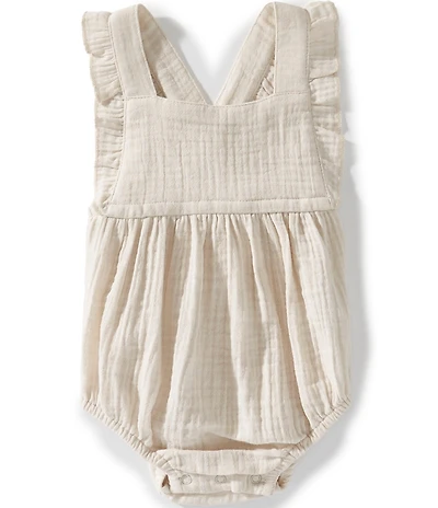 Burt's Bees Baby Girls Organic Cotton Sleeveless Ruffle Crisscross-Strap Romper
