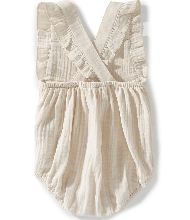 Burt's Bees Baby Girls Organic Cotton Sleeveless Ruffle Crisscross-Strap Romper
