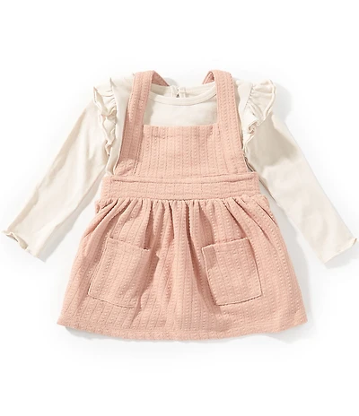 Burt's Bees Baby Girls Sleeveless Ribbed Jumper Dress & Long Sleeve Solid T-Shirt Set