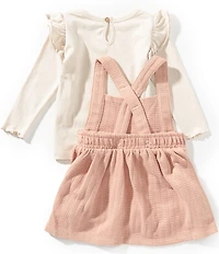 Burt's Bees Baby Girls Sleeveless Ribbed Jumper Dress & Long Sleeve Solid T-Shirt Set