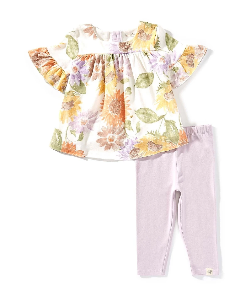 Burt's Bees Baby Girls Sweet Sunflower Tunic Top & Legging Pants Set