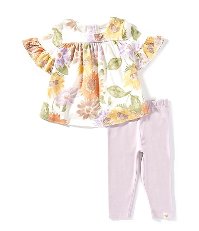 Burt's Bees Baby Girls Sweet Sunflower Tunic Top & Legging Pants Set