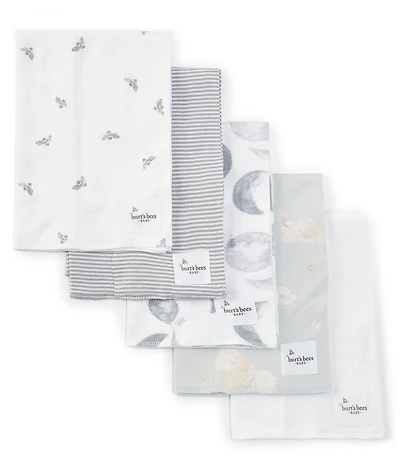 Burt's Bees Baby Hello Moon Burp Cloth Five-Piece Set