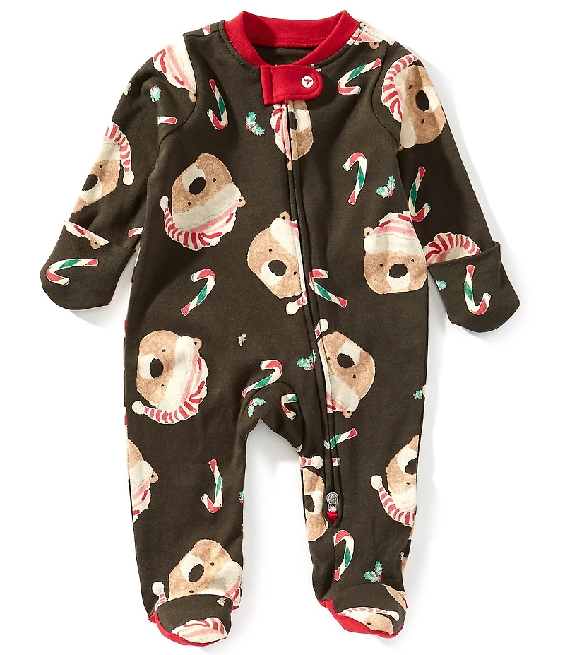 Burt's Bees Baby Long-Sleeve Candy Cane Footed Coverall