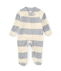Burt's Bees Baby Long-Sleeve Rugby-Striped Footie Coverall