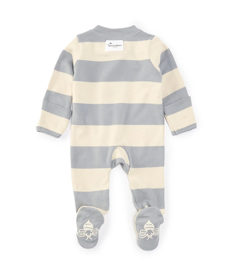 Burt's Bees Baby Long-Sleeve Rugby-Striped Footie Coverall