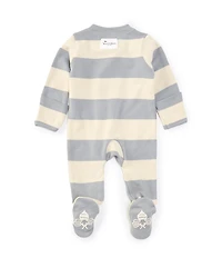 Burt's Bees Baby Long-Sleeve Rugby-Striped Footie Coverall