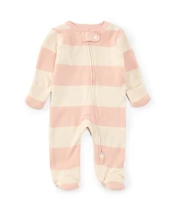 Burt's Bees Baby Long-Sleeve Rugby-Striped Footie Coverall