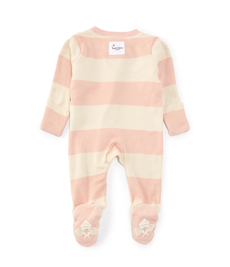 Burt's Bees Baby Long-Sleeve Rugby-Striped Footie Coverall
