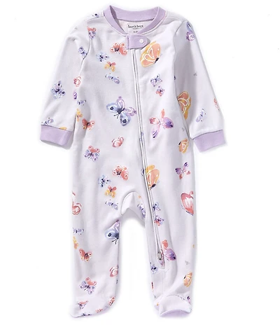 Burt's Bees Baby Girls Organic Cotton Long Sleeve Butterfly Motif Footed Coverall