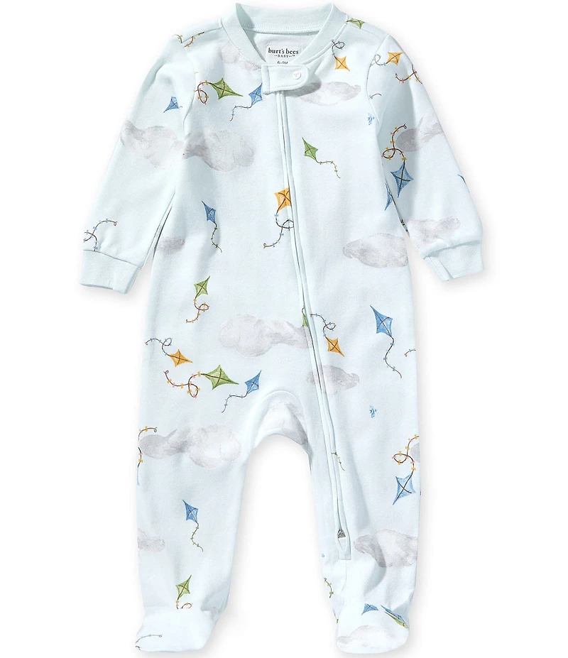 Burt's Bees Baby Boys Organic Cotton Long Sleeve Kite Festival Print Footed Coverall Pajamas