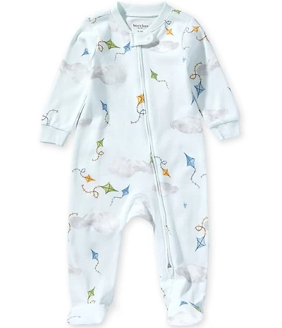 Burt's Bees Baby Boys Organic Cotton Long Sleeve Kite Festival Print Footed Coverall Pajamas