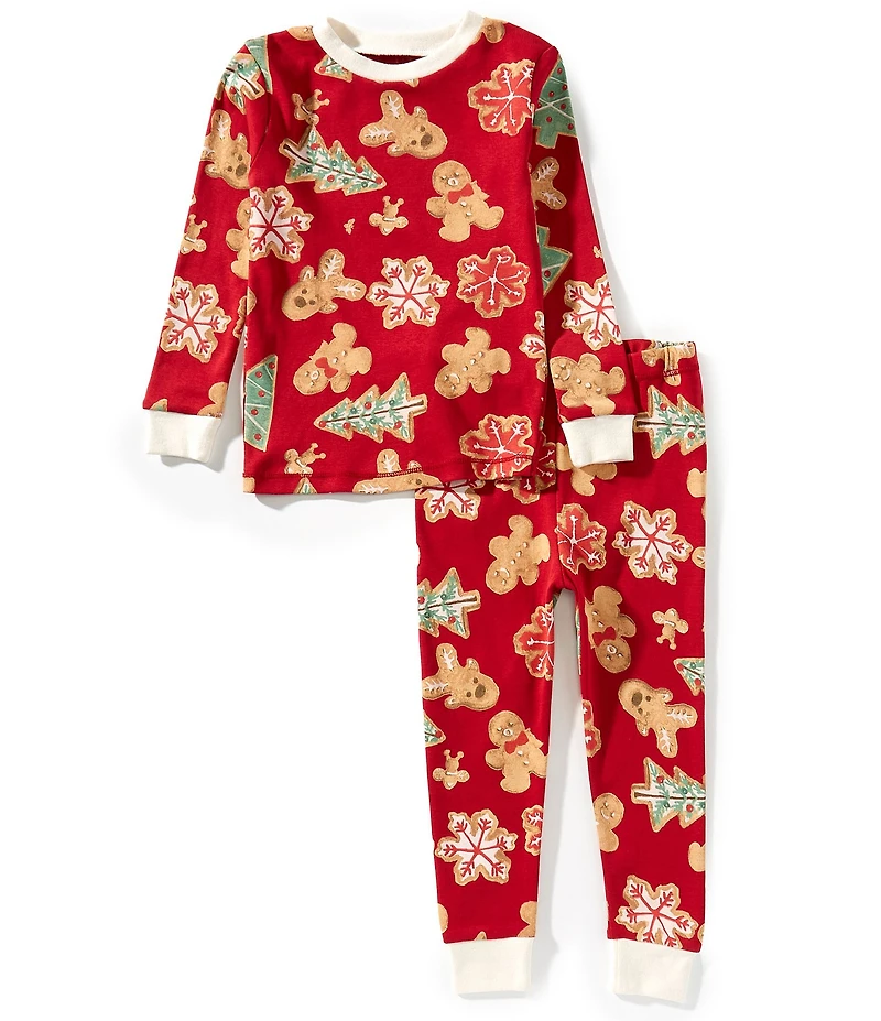 Burt's Bees Little Boys Christmas Gingerbread Man/Mixed-Media Printed Pajama T-Shirt & Matching Pajama Pant Set