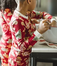 Burt's Bees Little Boys Christmas Gingerbread Man/Mixed-Media Printed Pajama T-Shirt & Matching Pajama Pant Set