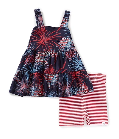 Burt's Bees Little Girls Sleeveless Celebrate America Racerbak Tank Top & Coordinating Shorts Set