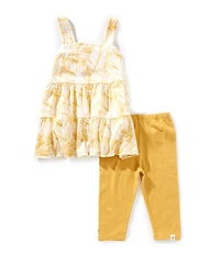 Burt's Bees Little Girls Sleeveless Leafy Jungle Tank Top & Legging Set