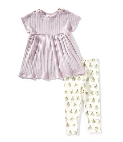 Burt's Bees Little Girls Fresh Herbs Tunic Top & Legging Pants Set