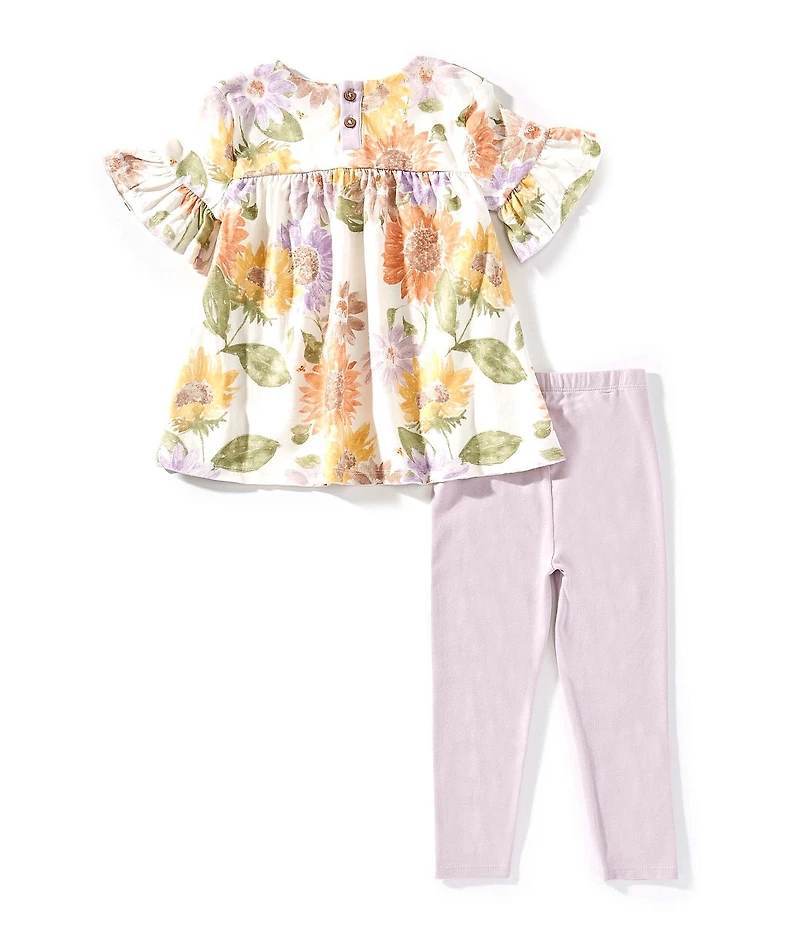 Burt's Bees Little Girls Sweet Sunflower Organic Cotton Tunic Top & Leggings Set