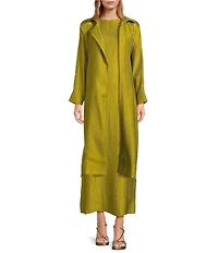 Buru Belted Wrap Collared Trench Coat