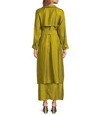 Buru Belted Wrap Collared Trench Coat