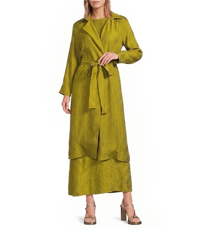 Buru Belted Wrap Collared Trench Coat