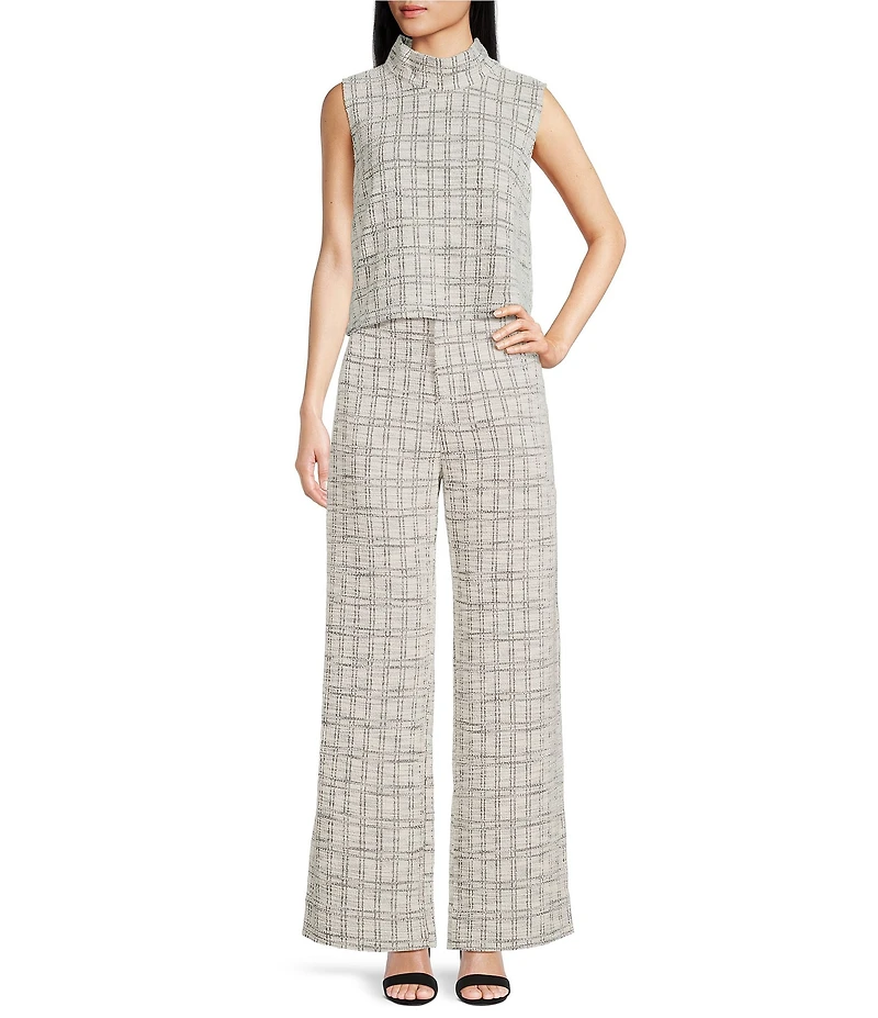 Buru Cropped Sleeveless Mock Neck Button Back Cropped Coordinating Boxy Top